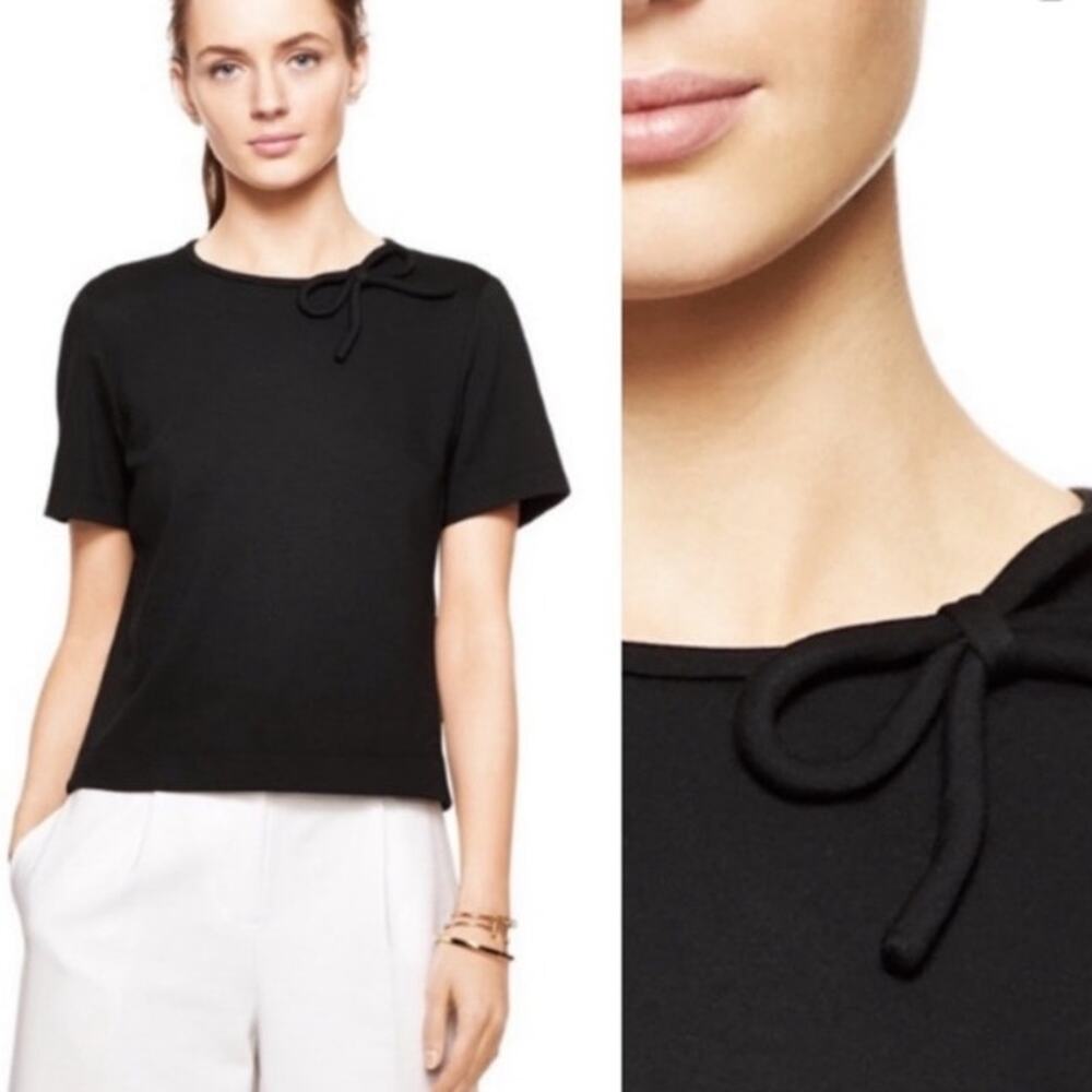 Kate Spade Ponte Bow Neck Top Black size 6